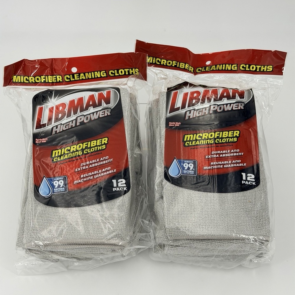 Libman High Power Microfiber Cleaning Cloths 13"x13"  Lot Of 2 Large Absorbent